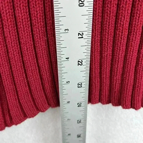 Preview International Women's Cardigan Sweater XL Red Zip-Up Ribbed Cotton Knit - Picture 9 of 11